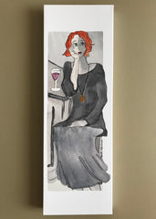 Canvas 8x24 - Demoiselle avec son verre de vin