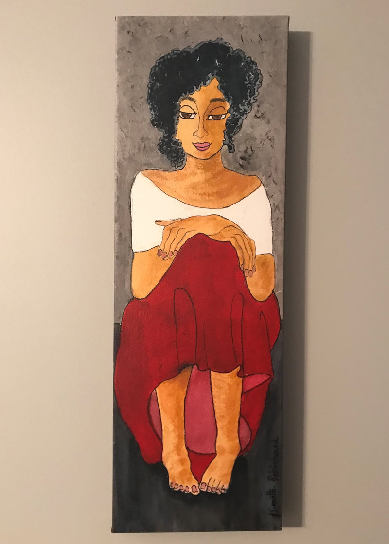 Canvas 8x24 - Demoiselle avec robe rouge